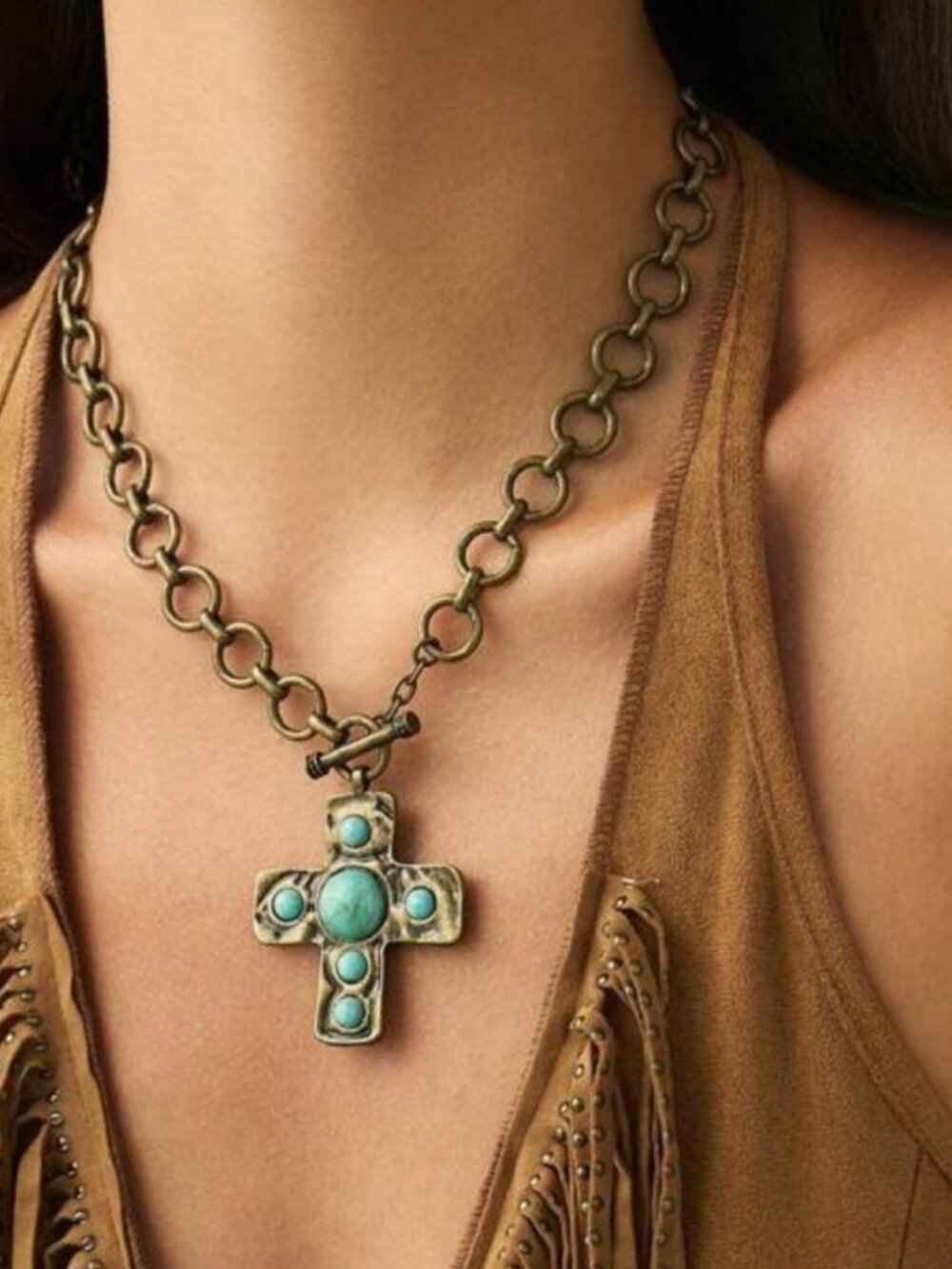 TurquoiseCross Necklace1787